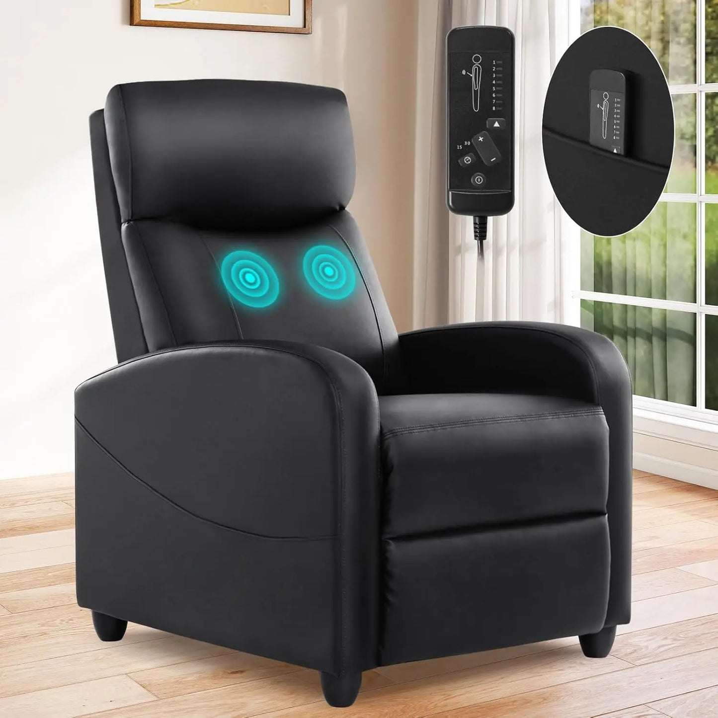 Modern Leather Recliner Chair with Lumbar Support