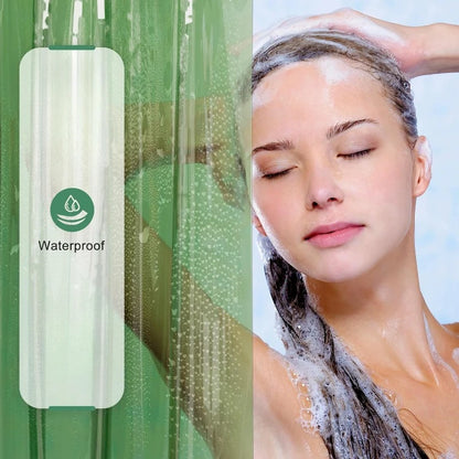 Clear Green Shower Curtain and Liner 2-in-1