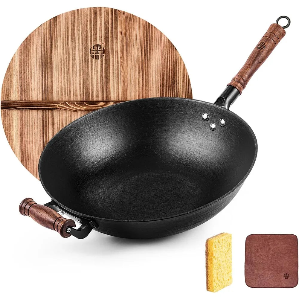 Large Wok Stir Fry Pan Flat Bottom