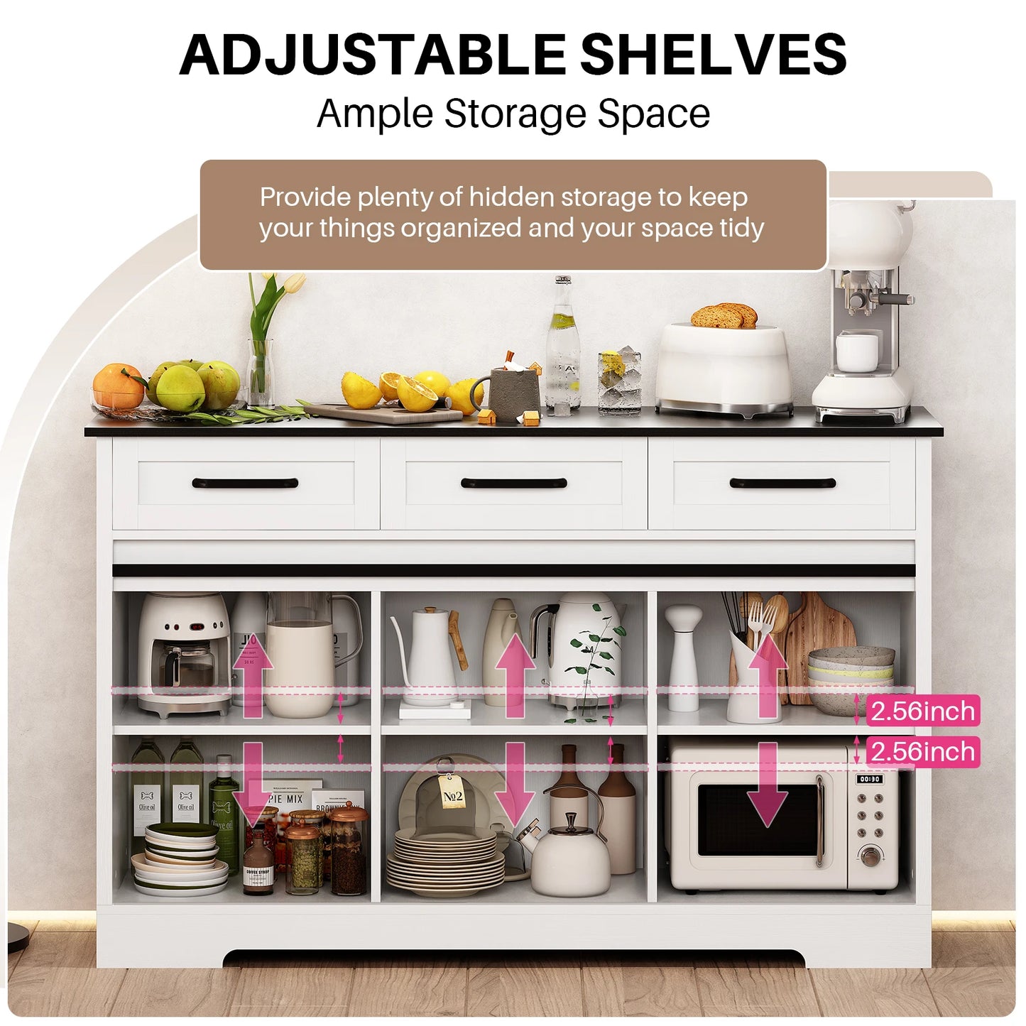 Sideboard Buffet Cabinet w/ Adjustable Shelves