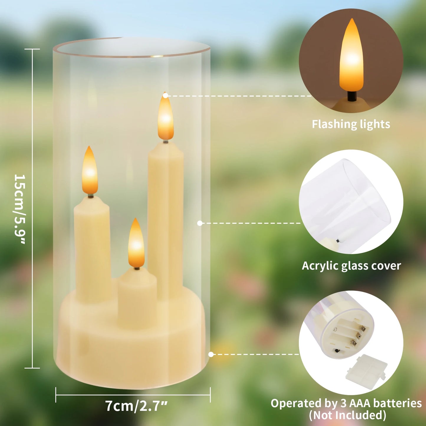 Clear Acrylic  Flickering Flameless LED Candles