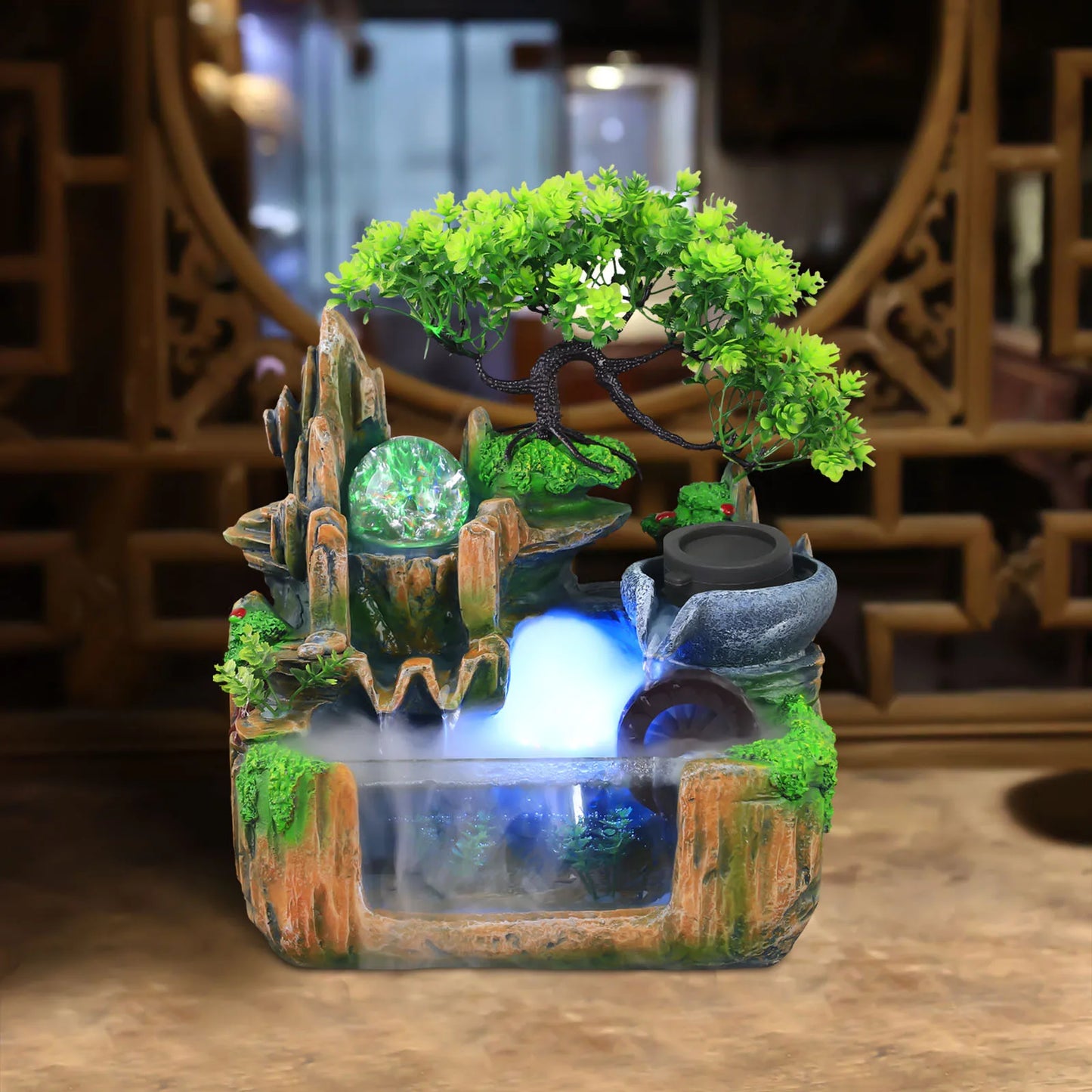 Small Rockery Water Fountain  Light & Mist Effect