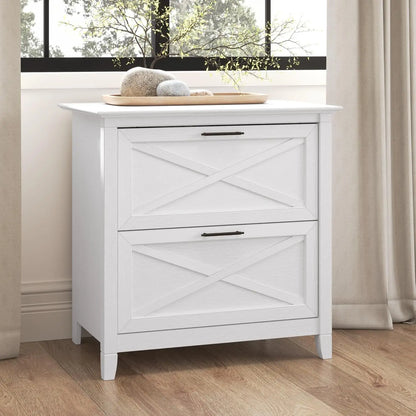 2-Drawer White Oak Lateral File Cabinet