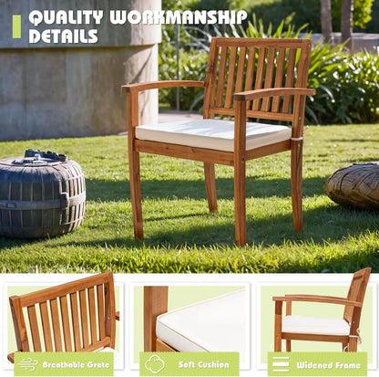 5 Piece Acacia Wood Patio Table and Chairs