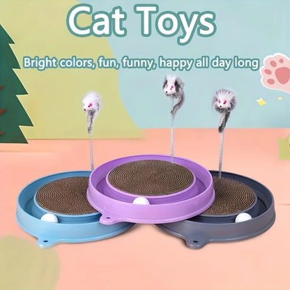 Scratching Cat Toy with Ball Track and Spring