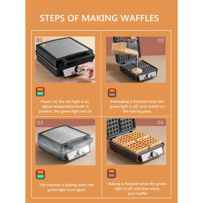 4-Waffle Electric Belgian Waffle Maker