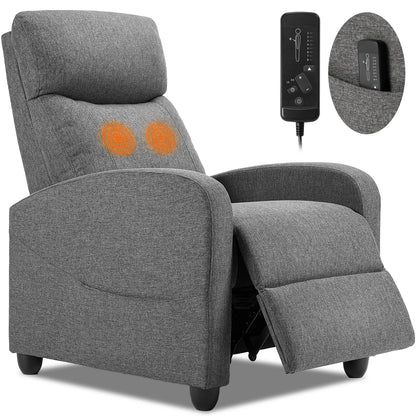Recliner Chair Massage Fabric Theater Lumbar Support