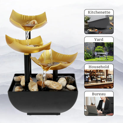 Tabletop Fountain Small Waterfall Fountain Desktop Decor With Light And Pebble USB Powered Sound Relaxation Fountain Ornament