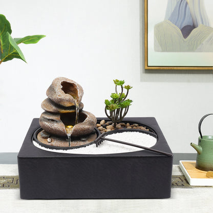 Tabletop Rock Water Fountain  Zen Garden