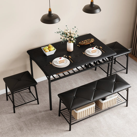 Dining Table Set  with Upholstered Bench