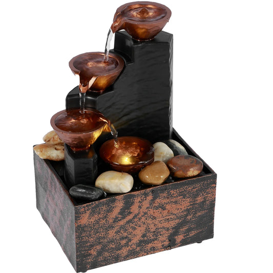 Tabletop Fountain Small Waterfall Fountain Desktop Decor With Light And Pebble USB Powered Sound Relaxation Fountain Ornament