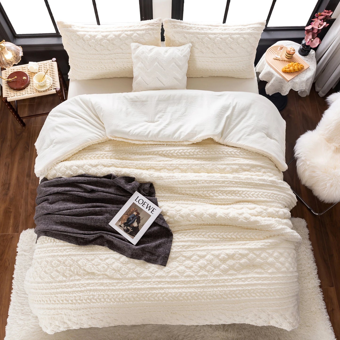 Plush Fleece Sherpa Cotton Fluffy Comforter Set
