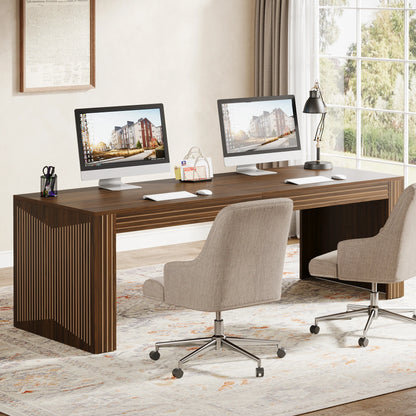 Tribesigns 79-Inch Extra Long Desk, Two Person Double Desk for Home Office, Wooden Long Computer Desk Writing Table for Office