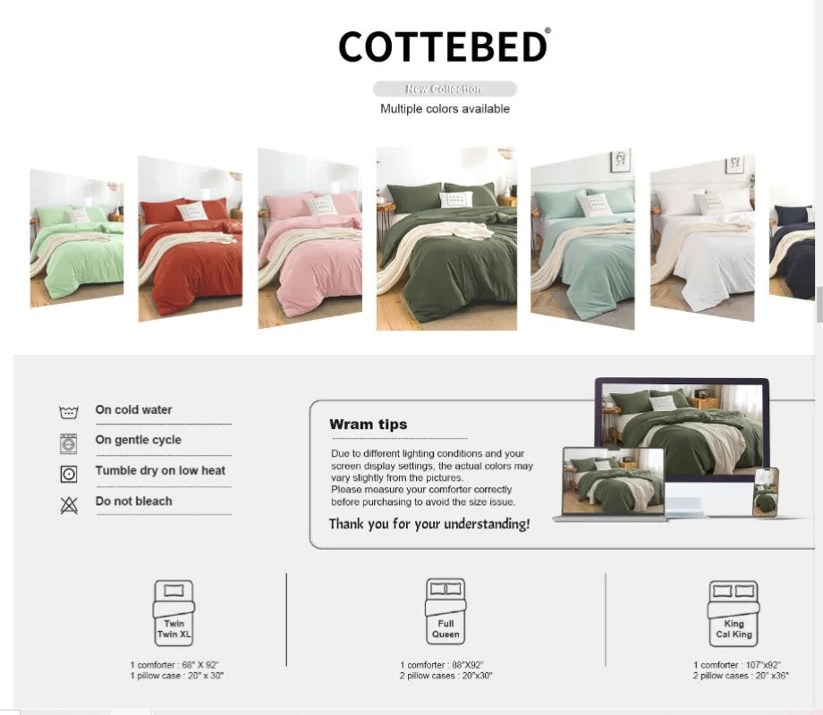Soft Reversible Washable Bedding Comforter Set