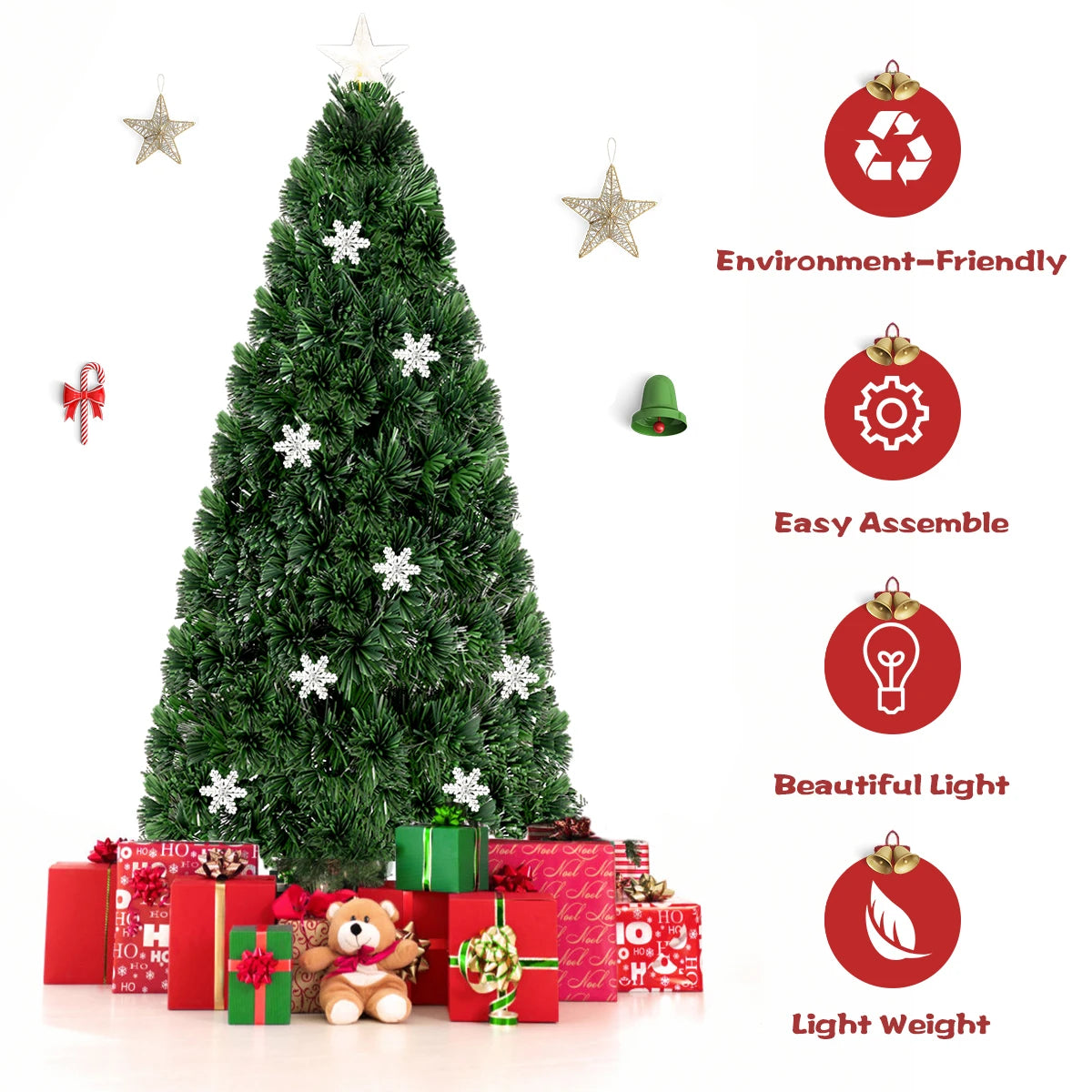 6FT Pre-Lit Fiber Optic Artificial Christmas Tree