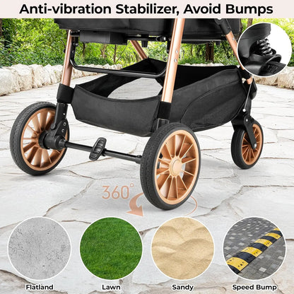 360° High Wheels Transport Foldable  Pet Stroller