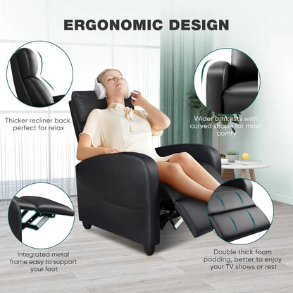Modern Leather Recliner Chair with Lumbar Support