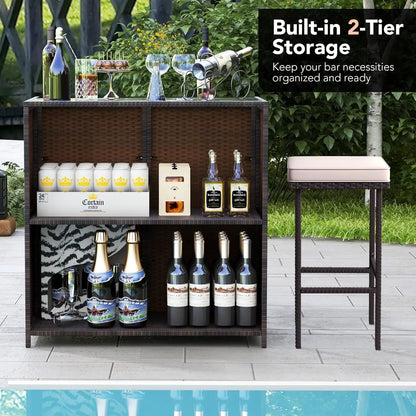 3 Piece Patio Bar Set