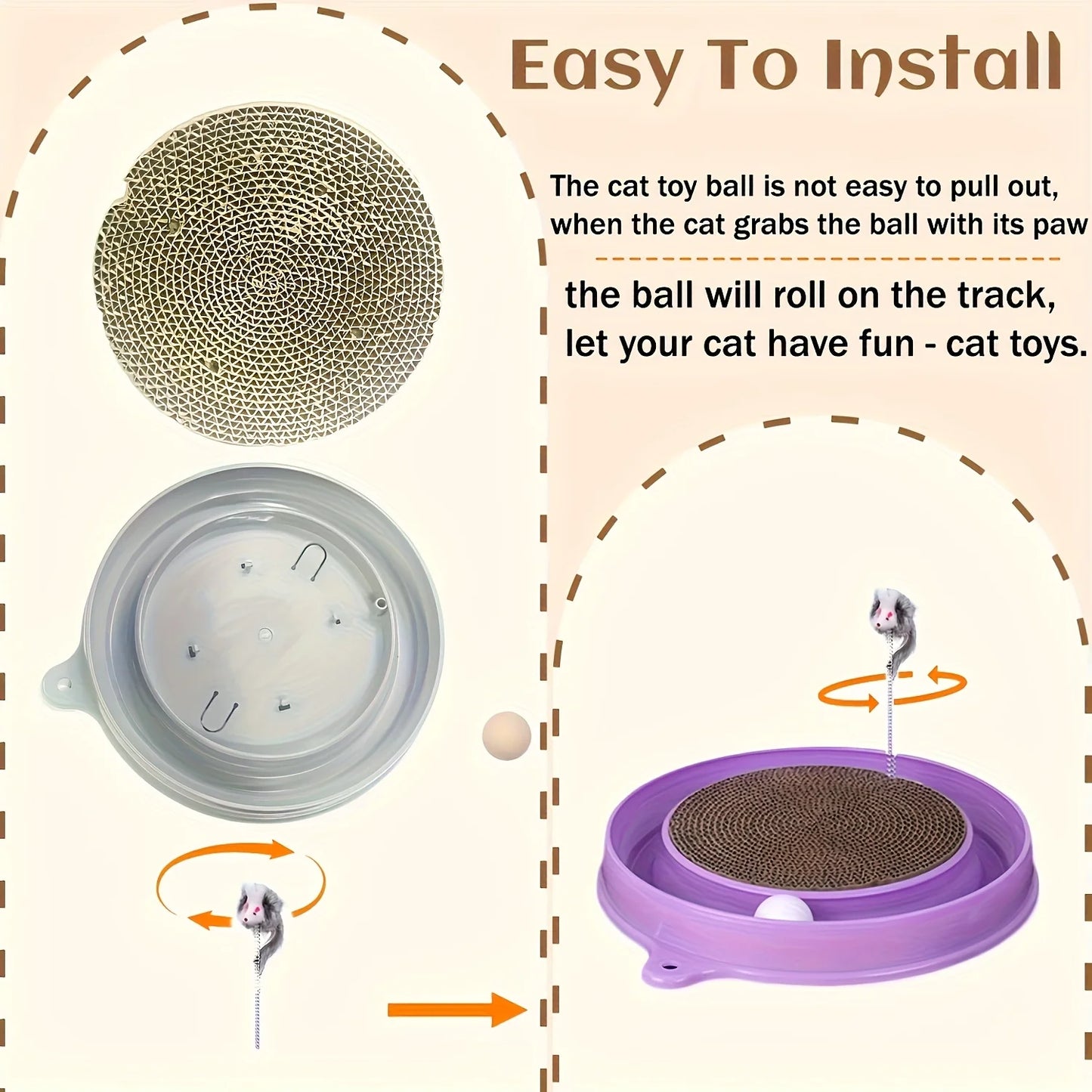 Scratching Cat Toy with Ball Track and Spring