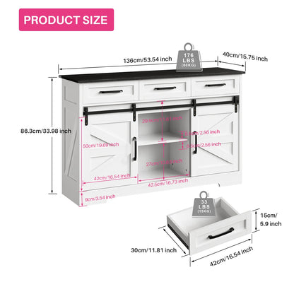 Sideboard Buffet Cabinet w/ Adjustable Shelves