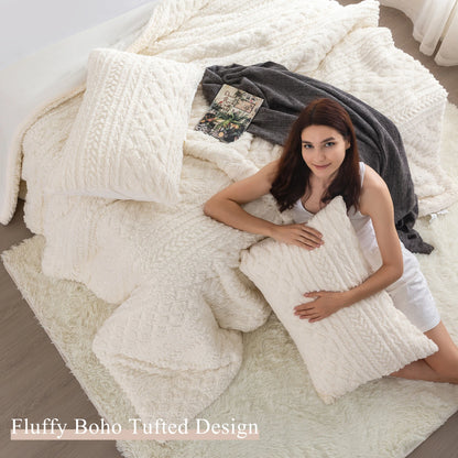 Plush Fleece Sherpa Cotton Fluffy Comforter Set