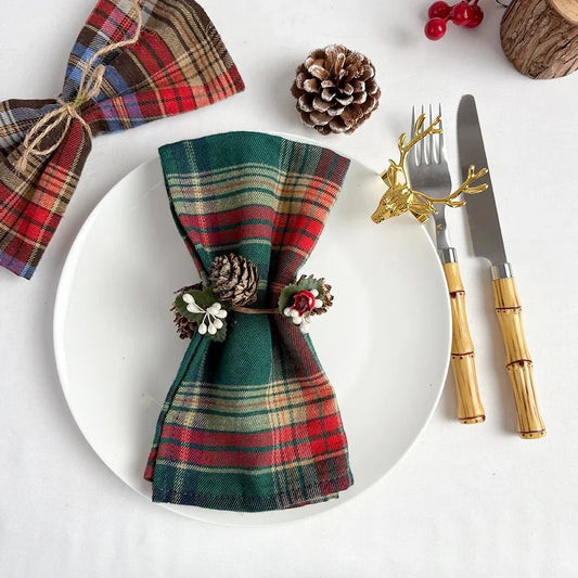 Set of 12 Christmas Plaid Napkins