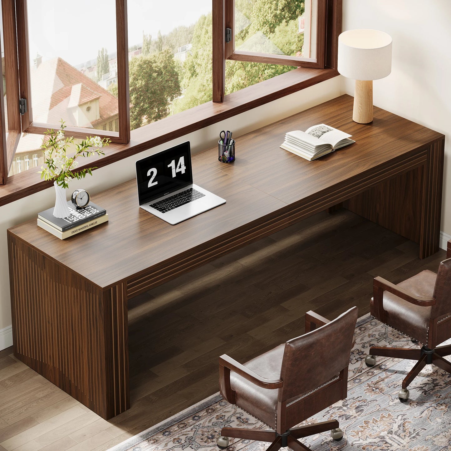 Tribesigns 79-Inch Extra Long Desk, Two Person Double Desk for Home Office, Wooden Long Computer Desk Writing Table for Office