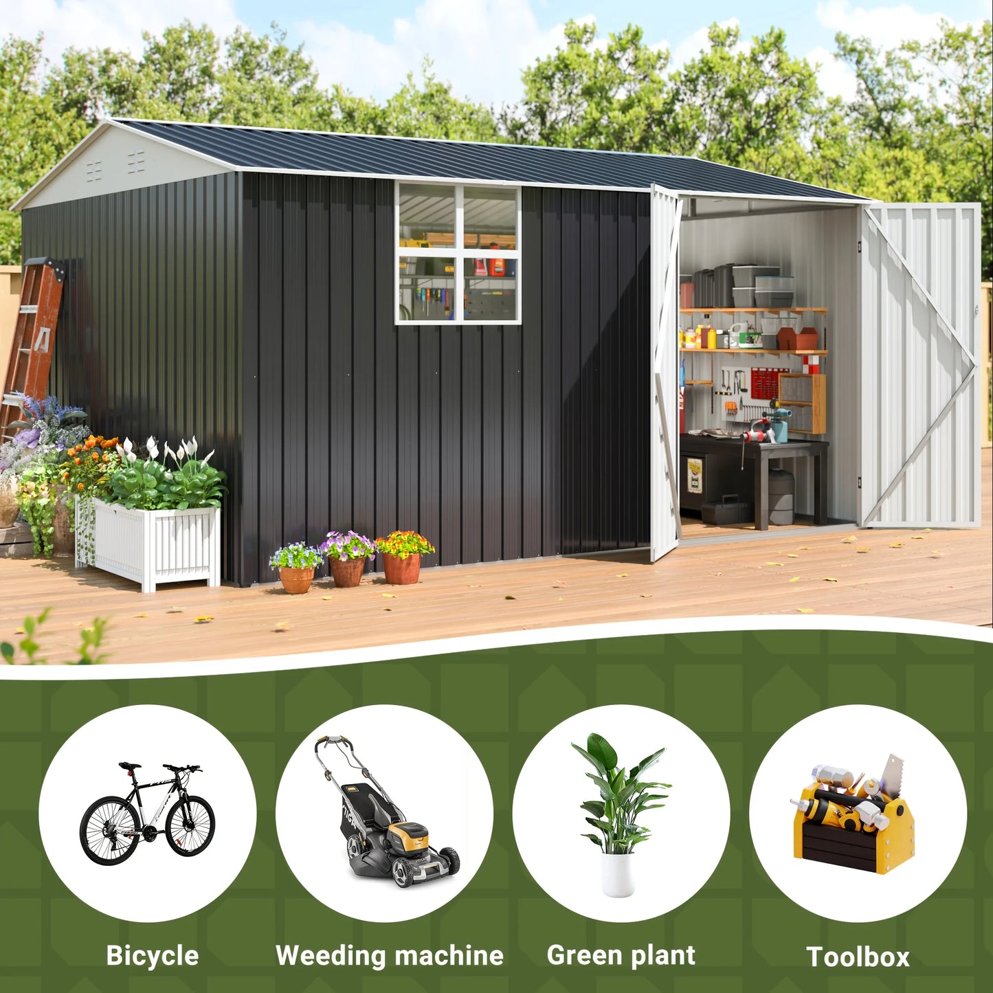 10x12 FT Outdoor Metal Storage Shed