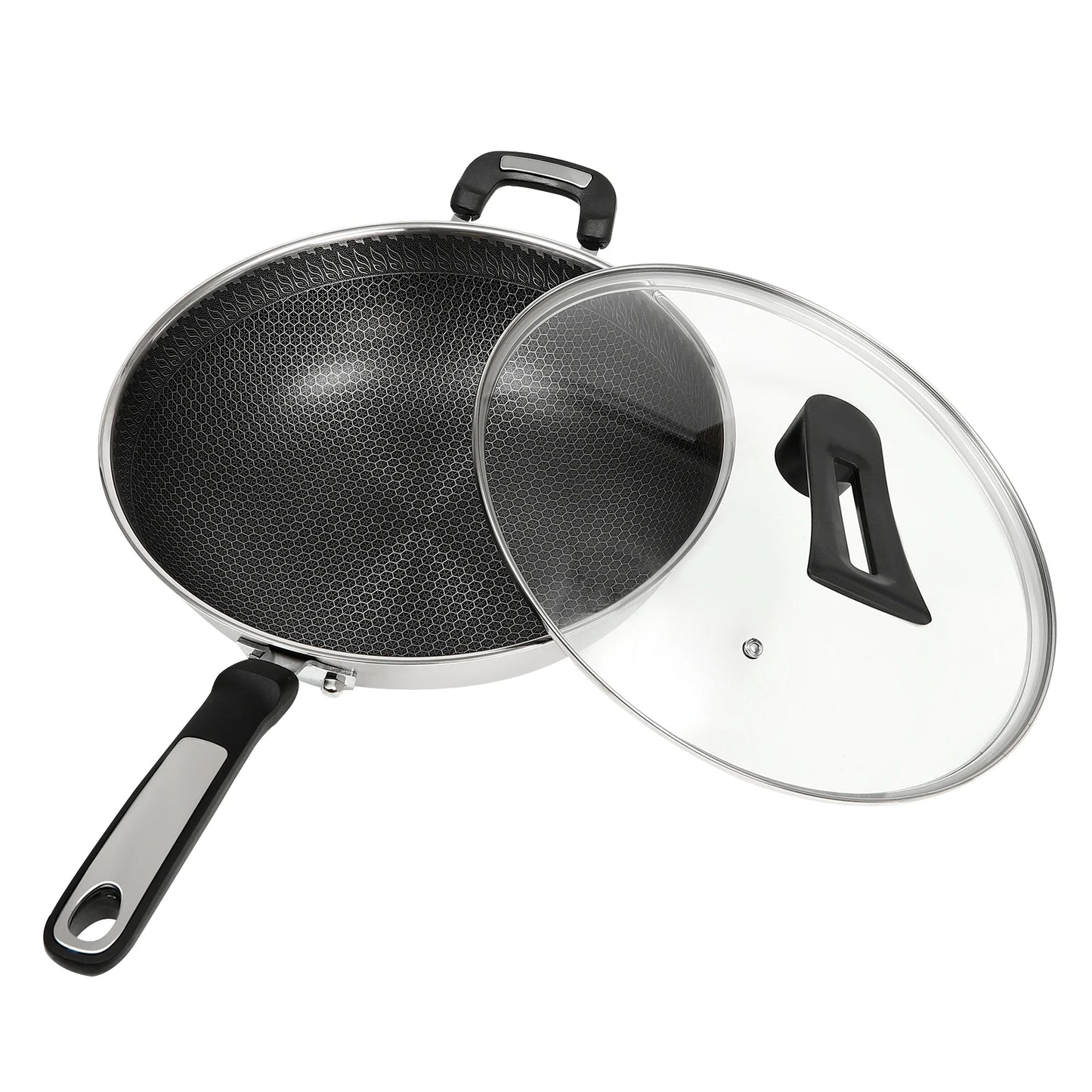 32cm Stainless Steel Wok with Honeycomb Coating