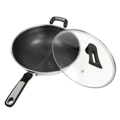 32cm Stainless Steel Wok with Honeycomb Coating