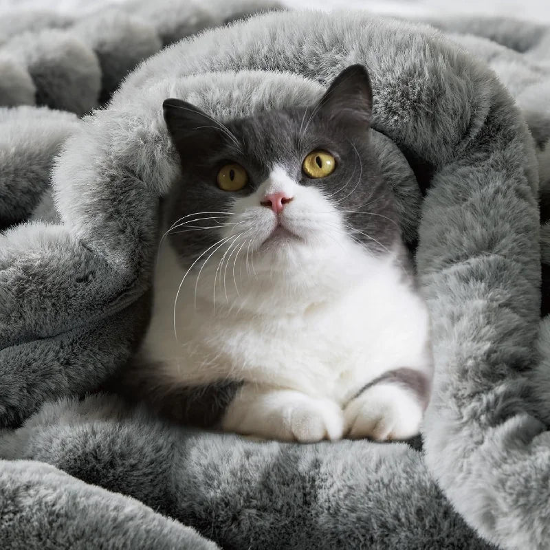 Faux Fur Throw Blanket for Couch