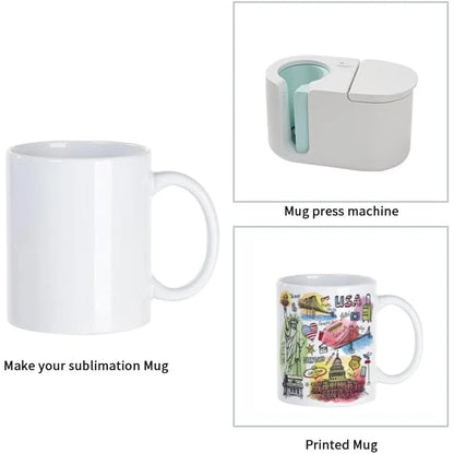 8 Pack 11oz White Sublimation Coffee Mugs