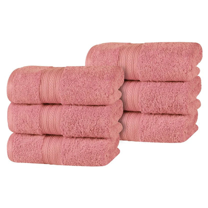 6 Pack Cotton Hand Towels Luxury Super Soft Highly Absorbent Bathroom Kitchen Dobby Border Heavyweight Terry Loop Looping Design