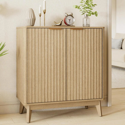 Walnut Fluted Sideboard Buffet Cabinet