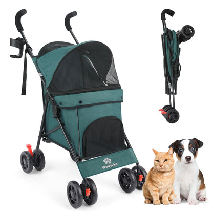 Pet stroller for dogs and cats - Wedyvko 4-wheel design with mesh canopy for safety and style.
