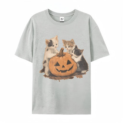 Kitty Halloween Pumpkin  Cute Animal Tee