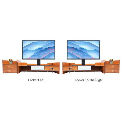 Computer Monitor Stand, Wooden Desk Organizer