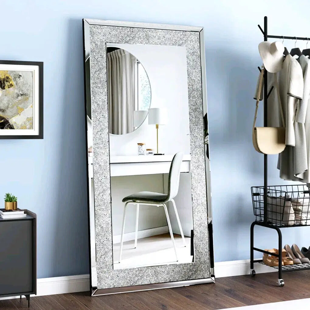 Large Silver Crystal  Vanity Mirror Wall Mounted