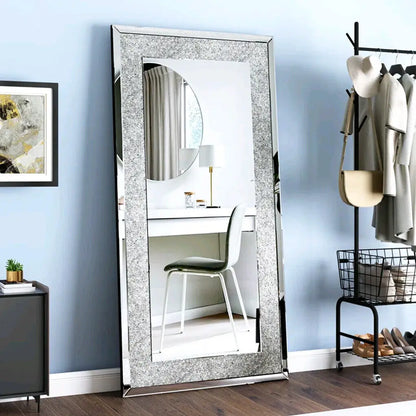 Large Silver Crystal  Vanity Mirror Wall Mounted