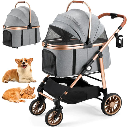 360° High Wheels Transport Foldable  Pet Stroller