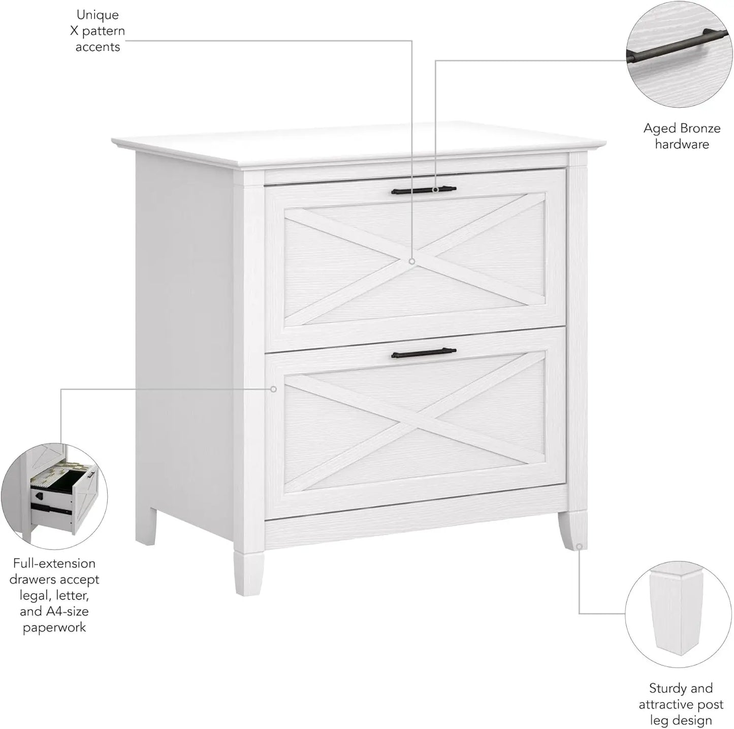2-Drawer White Oak Lateral File Cabinet
