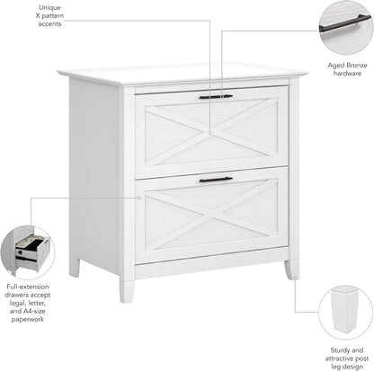 2-Drawer White Oak Lateral File Cabinet