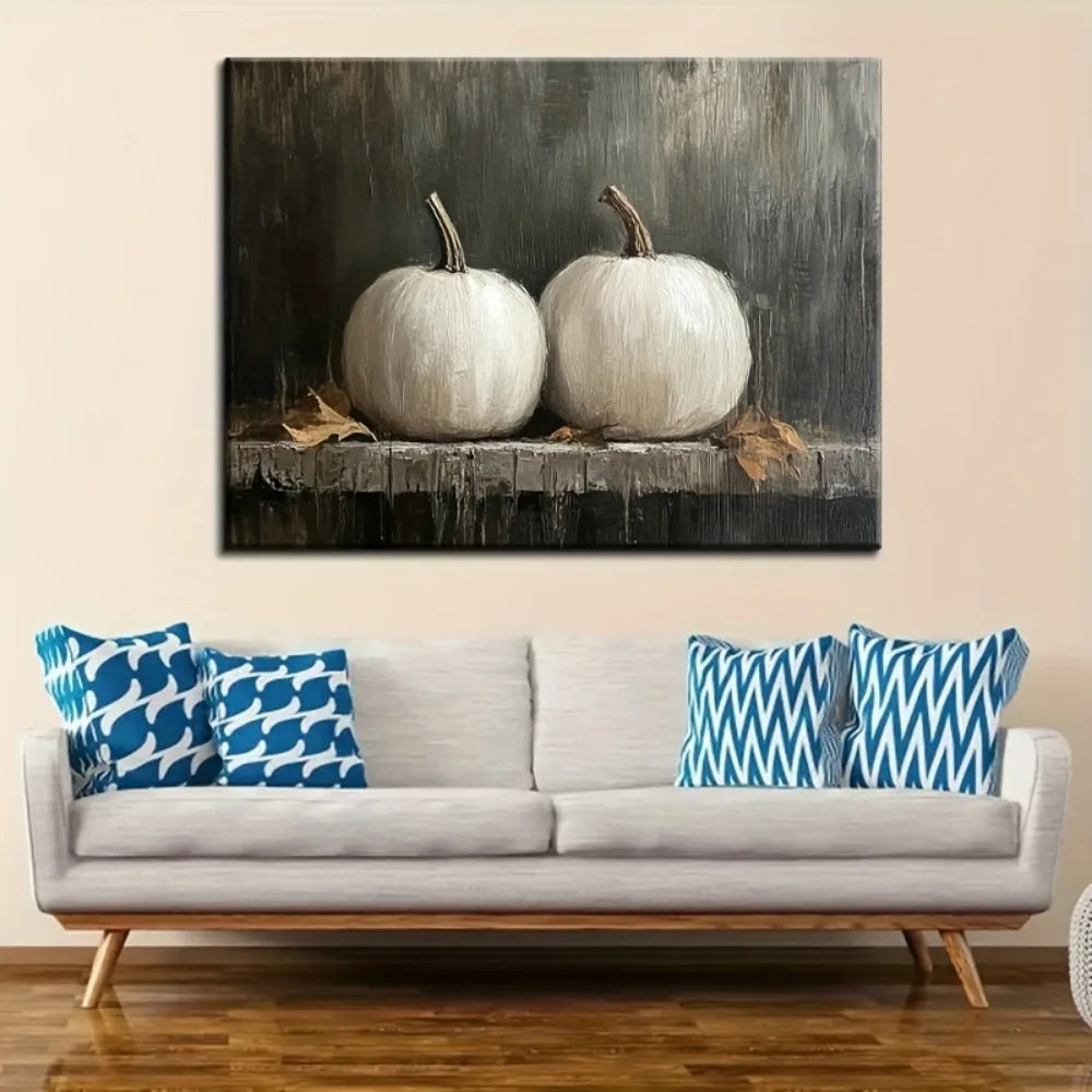 Solid Wood Frame, Fall Pumpkin Oil Painting