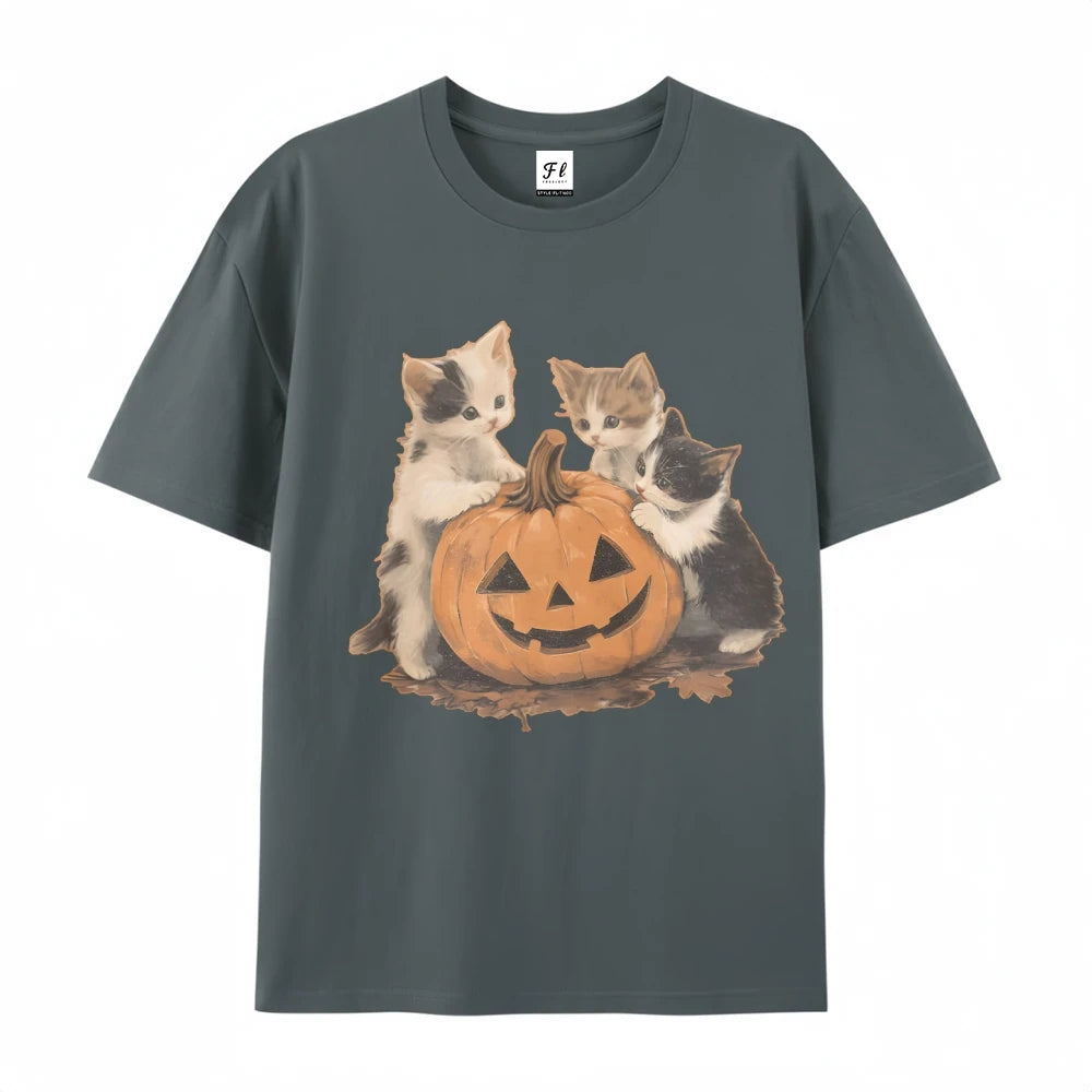 Kitty Halloween Pumpkin  Cute Animal Tee