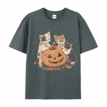 Kitty Halloween Pumpkin  Cute Animal Tee