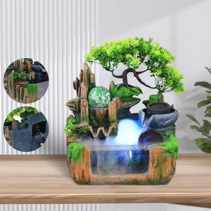 Small Rockery Water Fountain  Light & Mist Effect
