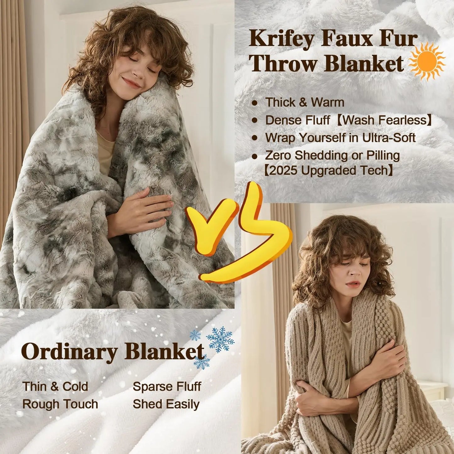 Oversized Faux Fur Throw Blanket,