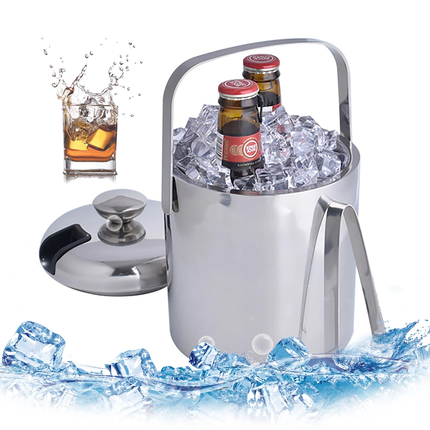 Stainless Steel  Portable Insulated Ice Bucket Kit