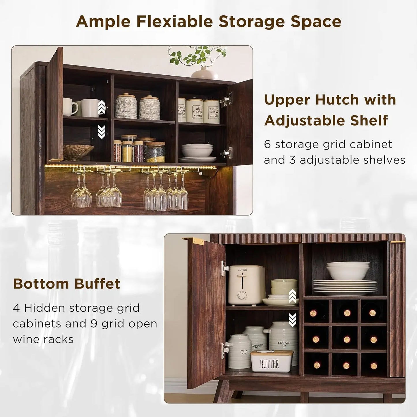 72" Modern Wine & Coffee Bar Cabinet