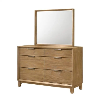 Contemporary 6-Drawer Dresser  Natural Wood Finish